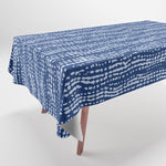 Mud Cloth Stitch Stripes Boho Indigo Blue Tablecloth Gallery Image 1