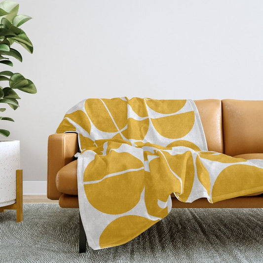 Mid Century Modern Geometric 04 Yellow Throw Blanket Gallery Image 2