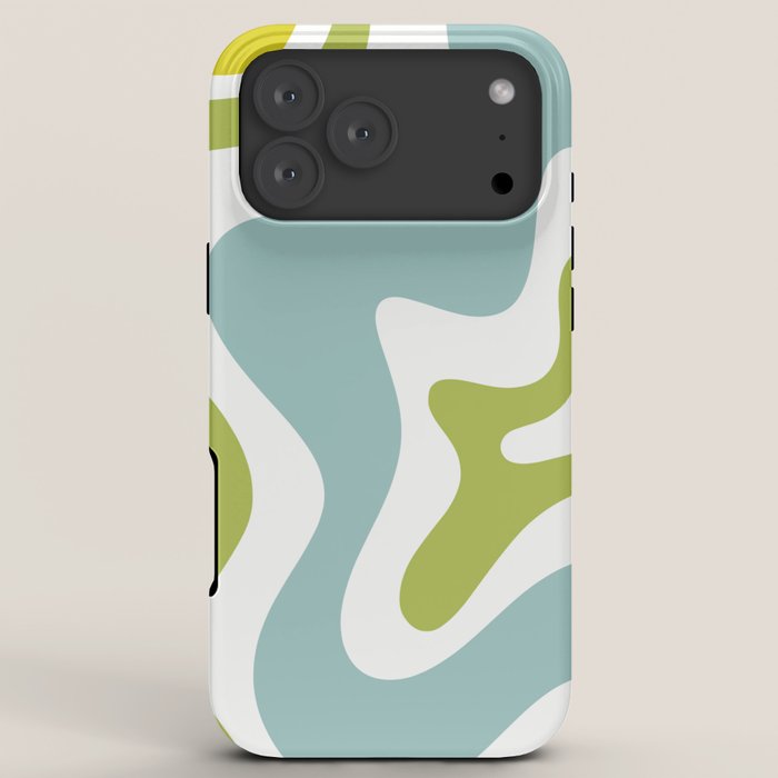 Retro Liquid Swirl Abstract Pattern Square Spring Green Ice Blue White iPhone Case Gallery Image 8