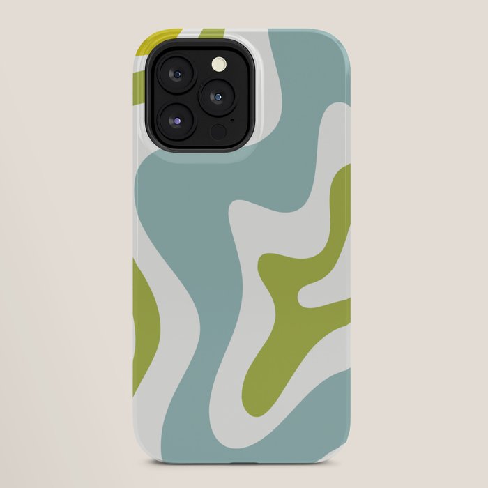 Retro Liquid Swirl Abstract Pattern Square Spring Green Ice Blue White iPhone Case Gallery Image 28