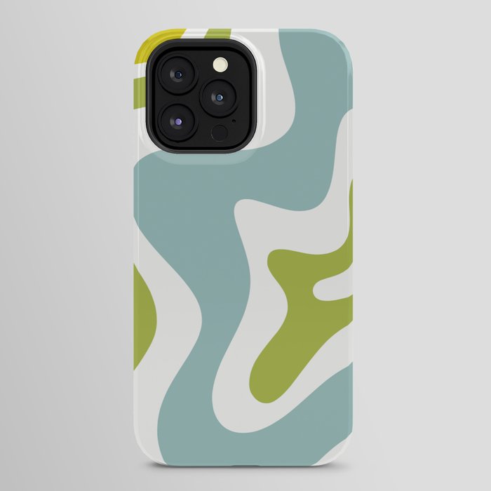 Retro Liquid Swirl Abstract Pattern Square Spring Green Ice Blue White iPhone Case Gallery Image 24