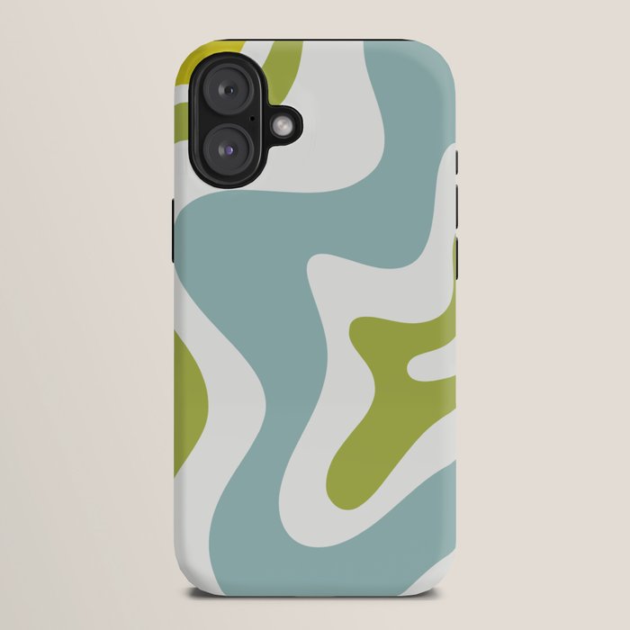 Retro Liquid Swirl Abstract Pattern Square Spring Green Ice Blue White iPhone Case Gallery Image 10