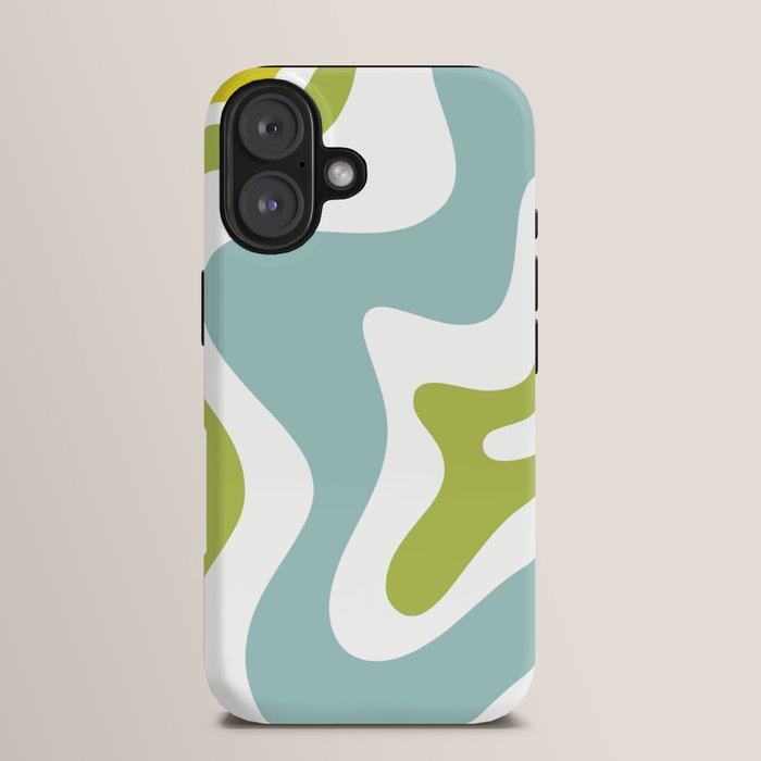 Retro Liquid Swirl Abstract Pattern Square Spring Green Ice Blue White iPhone Case Gallery Image 13