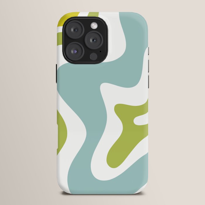Retro Liquid Swirl Abstract Pattern Square Spring Green Ice Blue White iPhone Case Gallery Image 16