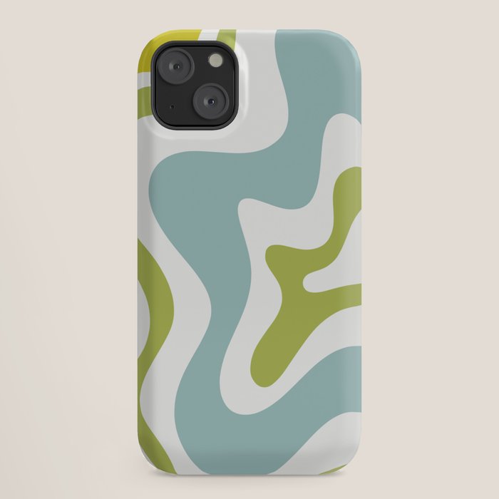 Retro Liquid Swirl Abstract Pattern Square Spring Green Ice Blue White iPhone Case Gallery Image 18