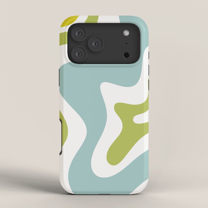 Retro Liquid Swirl Abstract Pattern Square Spring Green Ice Blue White iPhone Case Gallery Image 4