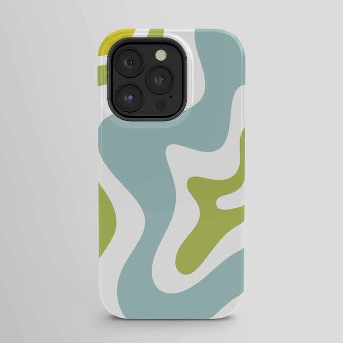 Retro Liquid Swirl Abstract Pattern Square Spring Green Ice Blue White iPhone Case Gallery Image 31