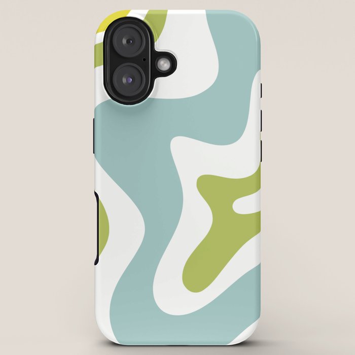 Retro Liquid Swirl Abstract Pattern Square Spring Green Ice Blue White iPhone Case Gallery Image 5