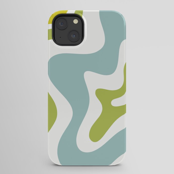 Retro Liquid Swirl Abstract Pattern Square Spring Green Ice Blue White iPhone Case Gallery Image 22