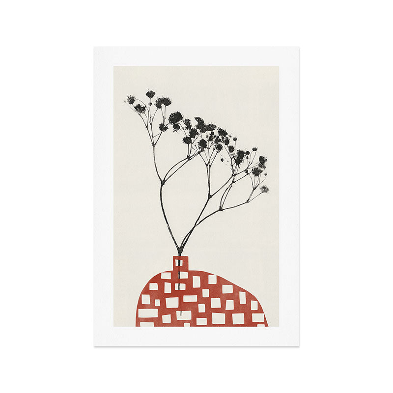 Gypsophila in a Red Vase Art Print Gallery Image 1