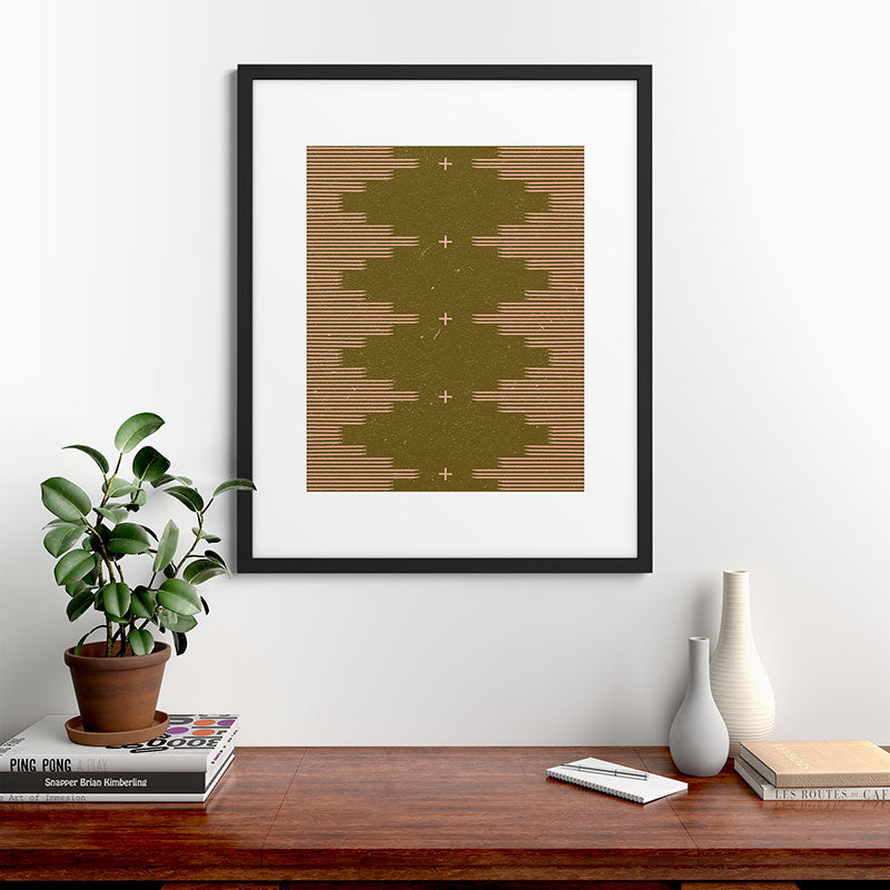 Southwestern Minimalist Retro Green & Pink Framed Art Print Gallery Image 48