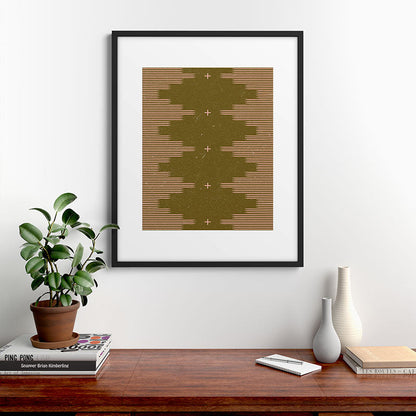 Southwestern Minimalist Retro Green & Pink Framed Art Print Gallery Image 9