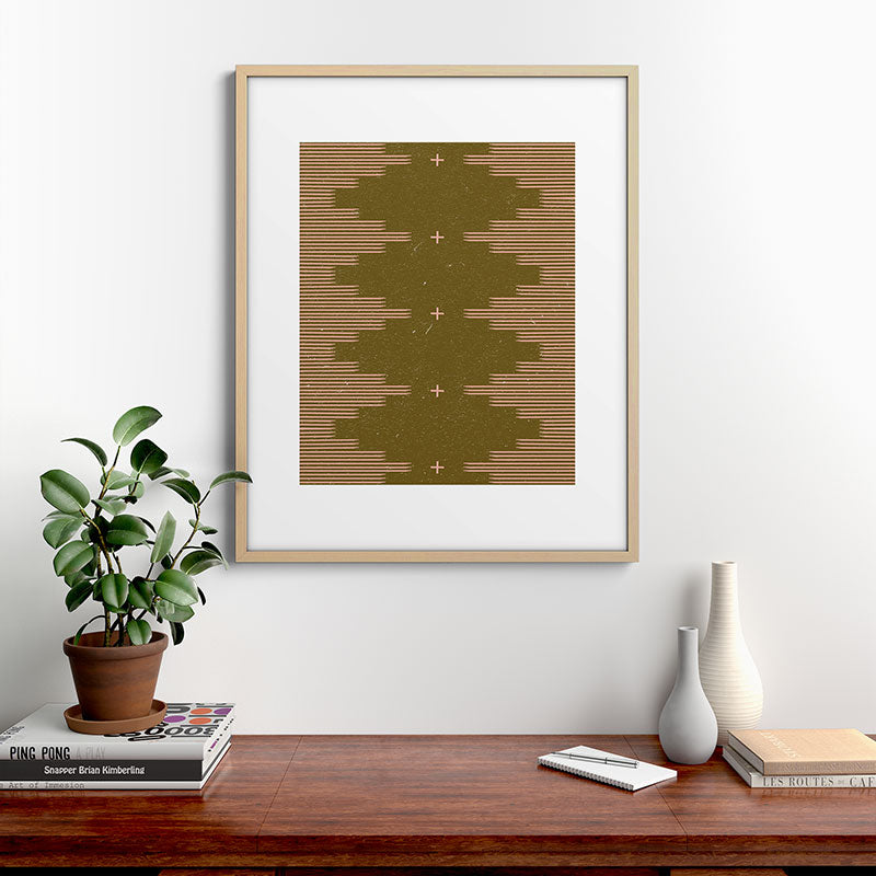 Southwestern Minimalist Retro Green & Pink Framed Art Print Gallery Image 29