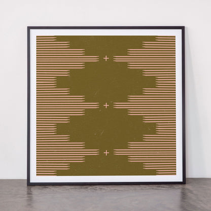 Southwestern Minimalist Retro Green & Pink Framed Art Print Gallery Image 11