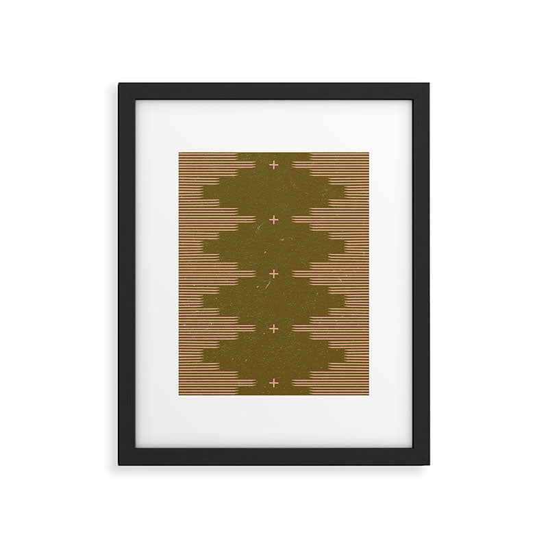 Southwestern Minimalist Retro Green & Pink Framed Art Print Gallery Image 1