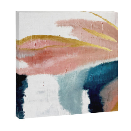 Exhale: a pretty, minimal, acrylic piece in pinks, blues, and gold Canvas Print Gallery Image 6