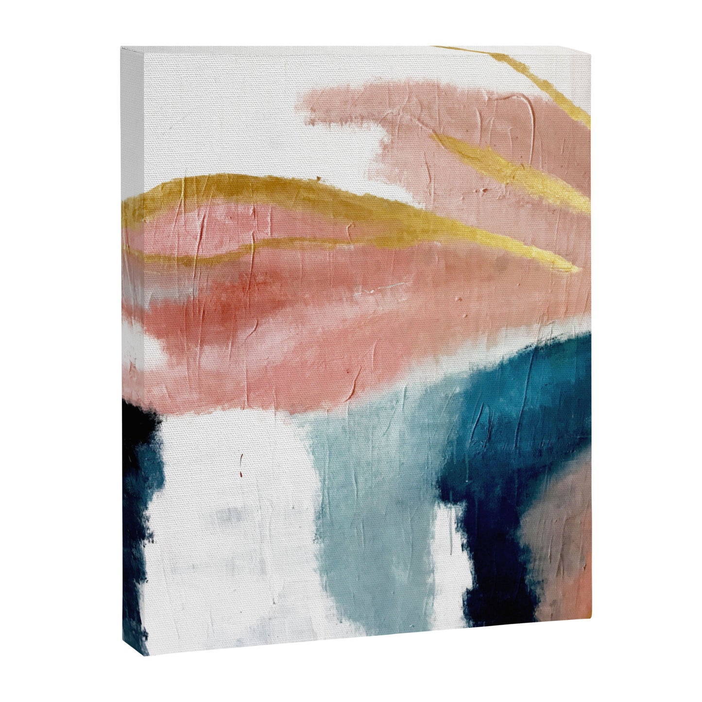 Exhale: a pretty, minimal, acrylic piece in pinks, blues, and gold Canvas Print Gallery Image 4