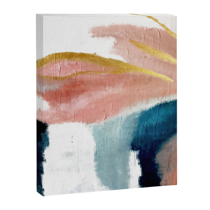 Exhale: a pretty, minimal, acrylic piece in pinks, blues, and gold Canvas Print Gallery Image 5