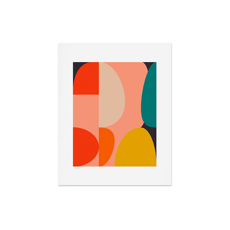 geometry shape mid century organic blush curry teal Art Print Gallery Image 3