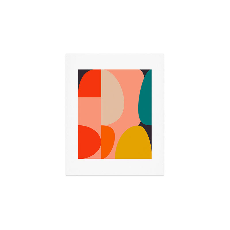 geometry shape mid century organic blush curry teal Art Print Gallery Image 1