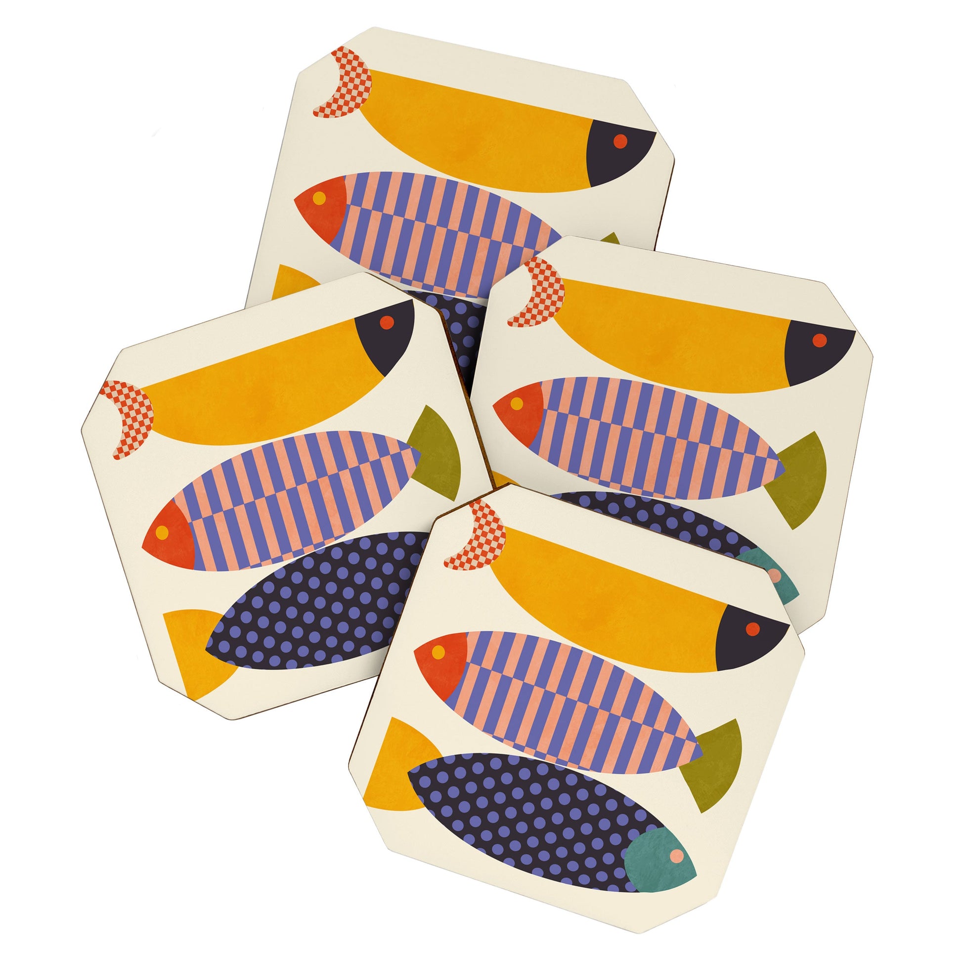 mid century abstract fishes Coaster Gallery Image 1