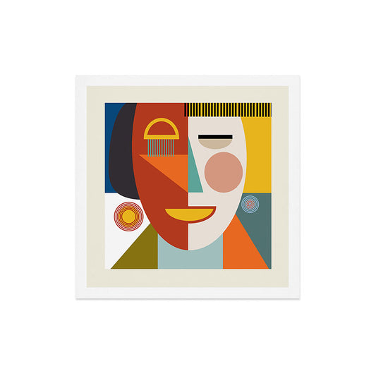 mid century geometric face Art Print Gallery Image 2