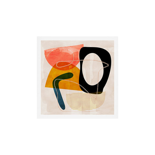 mid century shapes abstract painting Art Print Gallery Image 1