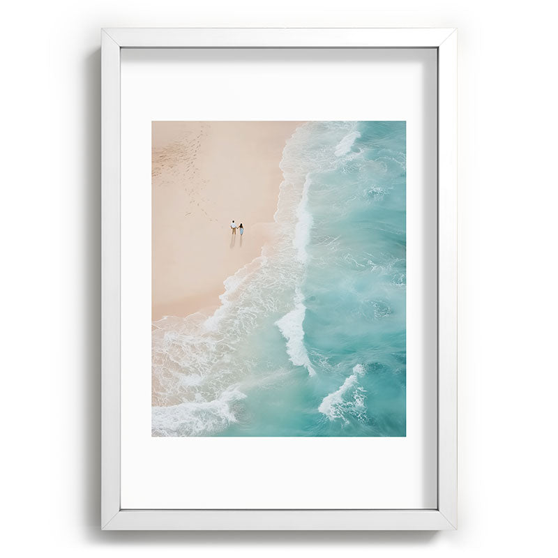 Couple on the Pastel Shore - Aerial Coastal Print Framed Art Print Gallery Image 77