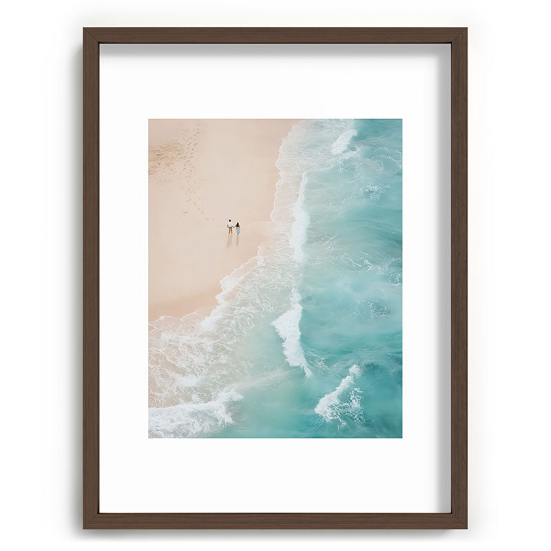 Couple on the Pastel Shore - Aerial Coastal Print Framed Art Print Gallery Image 66