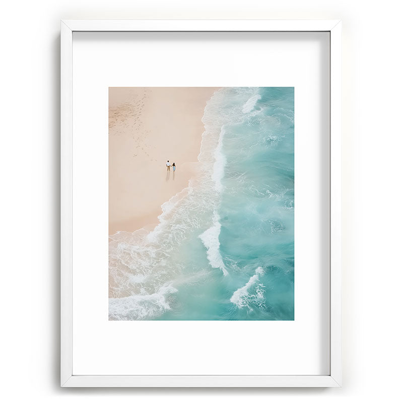 Couple on the Pastel Shore - Aerial Coastal Print Framed Art Print Gallery Image 78