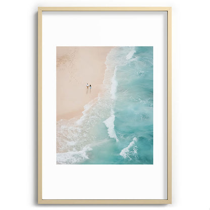 Couple on the Pastel Shore - Aerial Coastal Print Framed Art Print Gallery Image 74