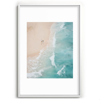 Couple on the Pastel Shore - Aerial Coastal Print Framed Art Print Gallery Image 80
