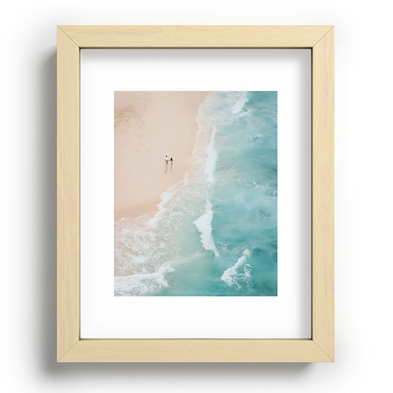 Couple on the Pastel Shore - Aerial Coastal Print Framed Art Print Gallery Image 69