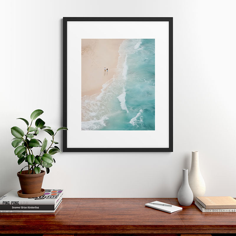 Couple on the Pastel Shore - Aerial Coastal Print Framed Art Print Gallery Image 35