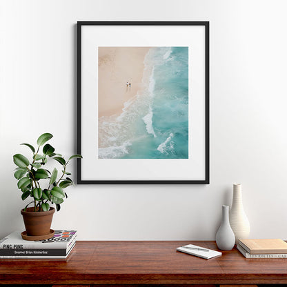 Couple on the Pastel Shore - Aerial Coastal Print Framed Art Print Gallery Image 7