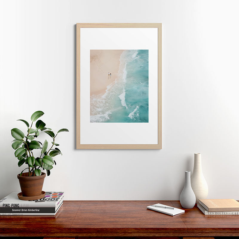 Couple on the Pastel Shore - Aerial Coastal Print Framed Art Print Gallery Image 48