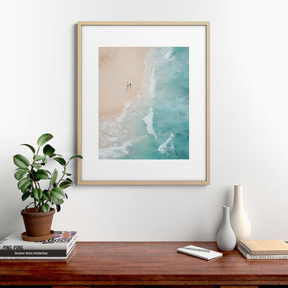 Couple on the Pastel Shore - Aerial Coastal Print Framed Art Print Gallery Image 21