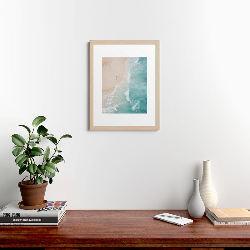 Couple on the Pastel Shore - Aerial Coastal Print Framed Art Print Gallery Image 47