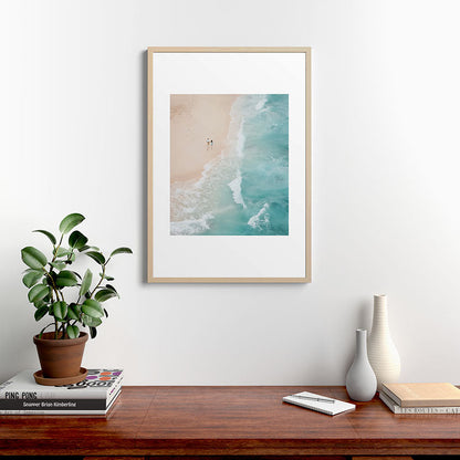 Couple on the Pastel Shore - Aerial Coastal Print Framed Art Print Gallery Image 20