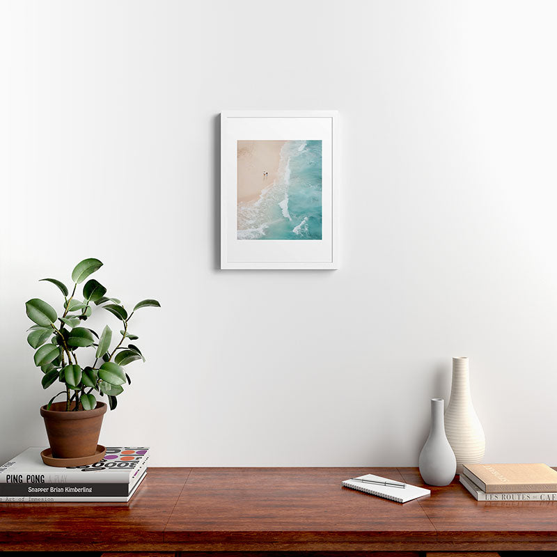 Couple on the Pastel Shore - Aerial Coastal Print Framed Art Print Gallery Image 24