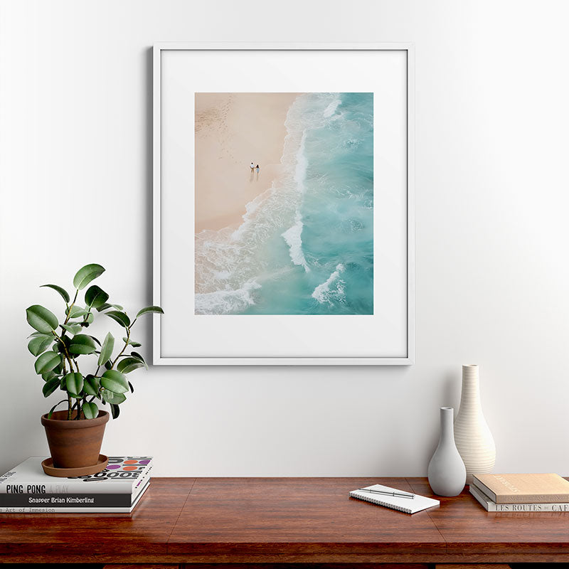 Couple on the Pastel Shore - Aerial Coastal Print Framed Art Print Gallery Image 28