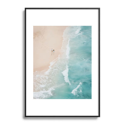 Couple on the Pastel Shore - Aerial Coastal Print Framed Art Print Gallery Image 83