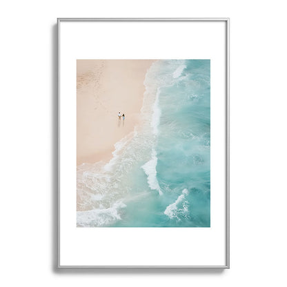 Couple on the Pastel Shore - Aerial Coastal Print Framed Art Print Gallery Image 97