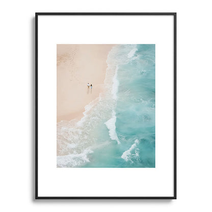 Couple on the Pastel Shore - Aerial Coastal Print Framed Art Print Gallery Image 85