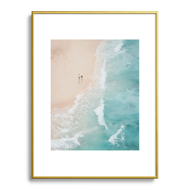Couple on the Pastel Shore - Aerial Coastal Print Framed Art Print Gallery Image 91