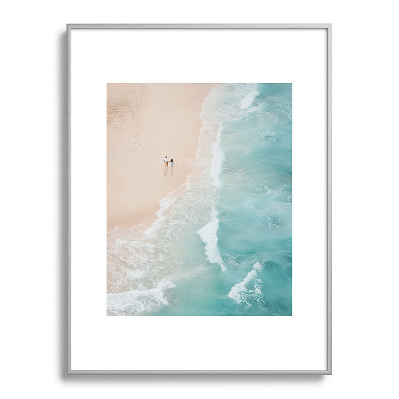 Couple on the Pastel Shore - Aerial Coastal Print Framed Art Print Gallery Image 98