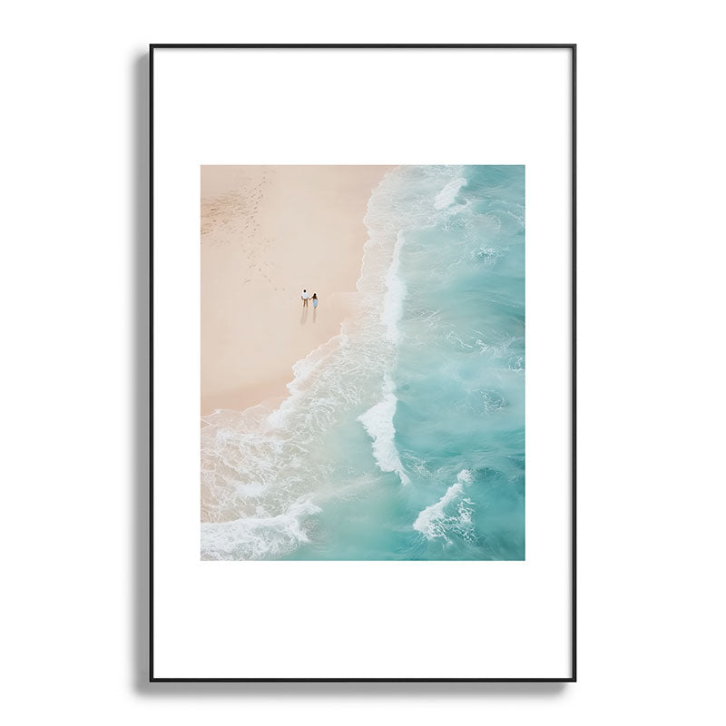 Couple on the Pastel Shore - Aerial Coastal Print Framed Art Print Gallery Image 86