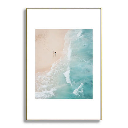 Couple on the Pastel Shore - Aerial Coastal Print Framed Art Print Gallery Image 94