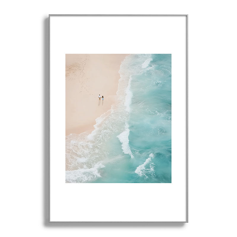 Couple on the Pastel Shore - Aerial Coastal Print Framed Art Print Gallery Image 101