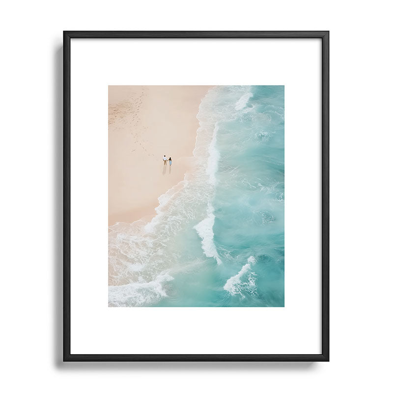 Couple on the Pastel Shore - Aerial Coastal Print Framed Art Print Gallery Image 81